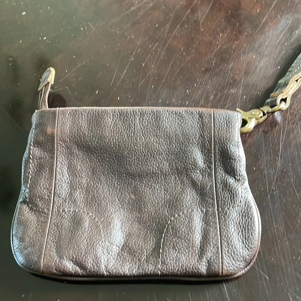 Tano brown leather wristlet